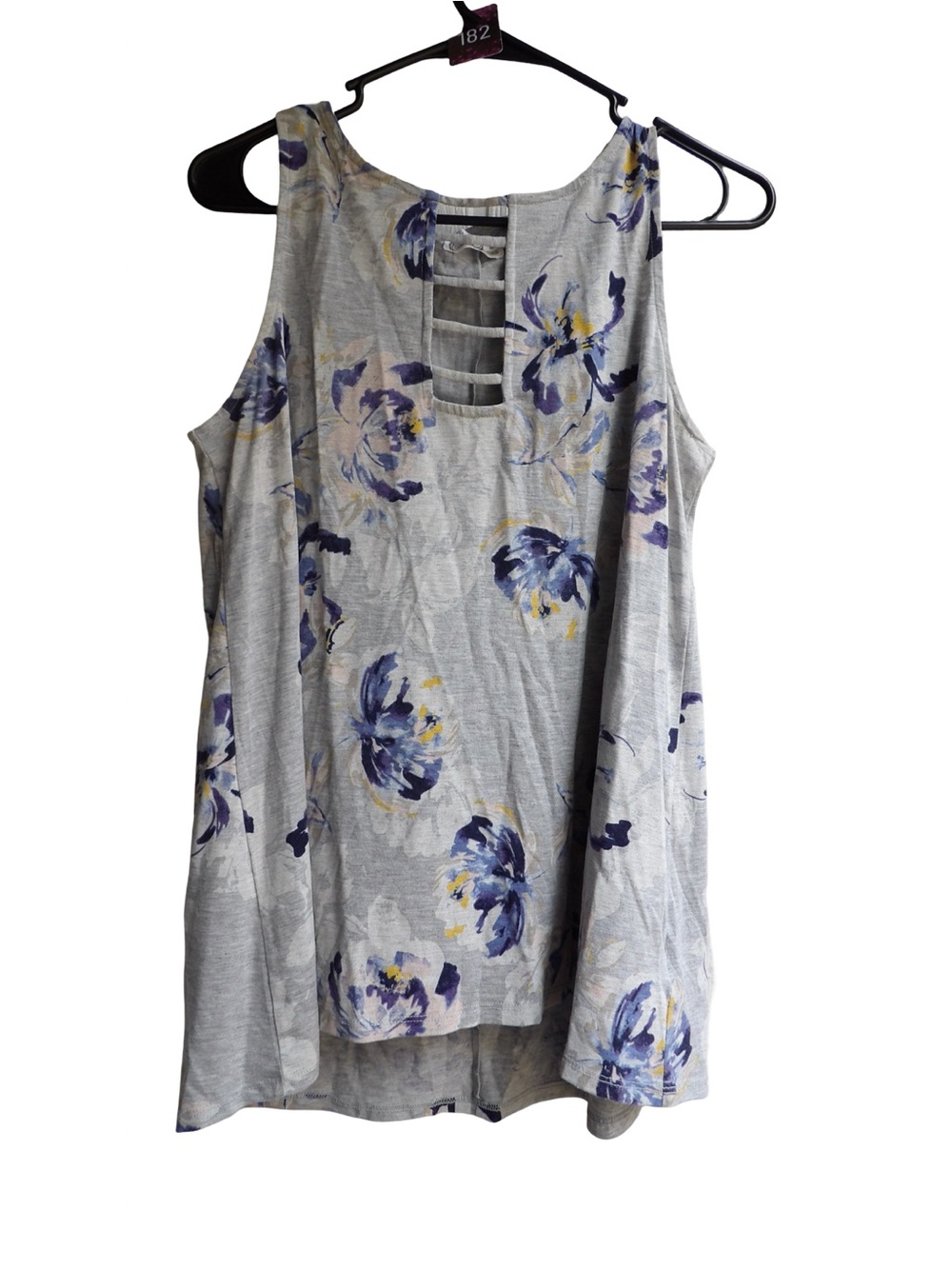 Light Gray Floral Ladder-front Tank Top